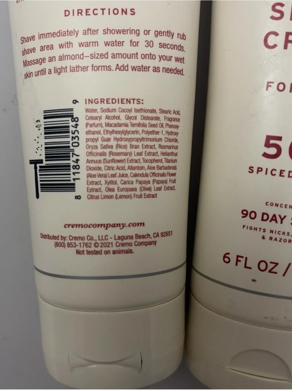 (2) Cremo Heritage Red No. 508 Spiced Amber Shave Cream- 3month Supply each